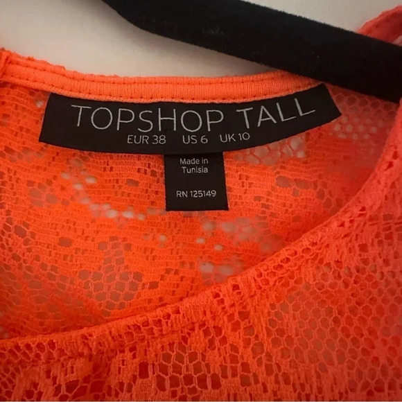 NWOT- Topshop‎ Tall Neon Lace Flippy Dress. Size 6. - Picture 5 of 9